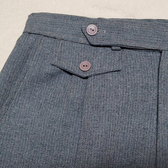 Bennington Place 70s Vintage Gray Herringbone Knit High Waisted A-line Skirt 12 - Picture 4 of 10